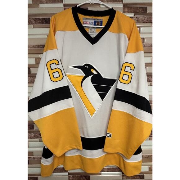 ￼PITTSBURGH PENGUINS MARIO LEMIEUX #66 WHITE NHL HOCKEY JERSEY SIZE XL - Picture 8 of 8
